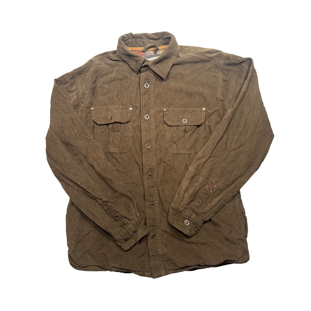 Gioberti Mens Brown Corduroy Flannel Lined Shirt Jacket CJ-95 Large